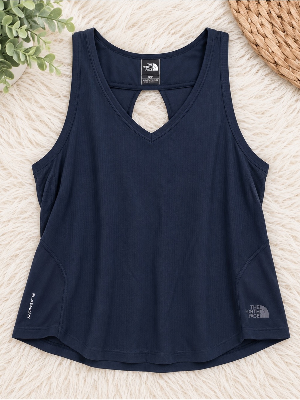 The north face navy blue Athletic V-Neck Tank Top q